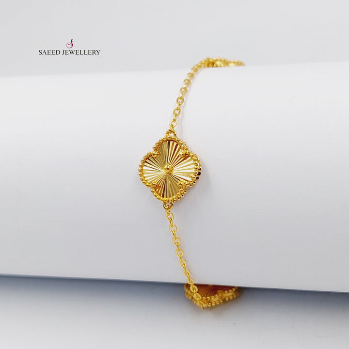 21K Gold Clover Bracelet by Saeed Jewelry - Image 3