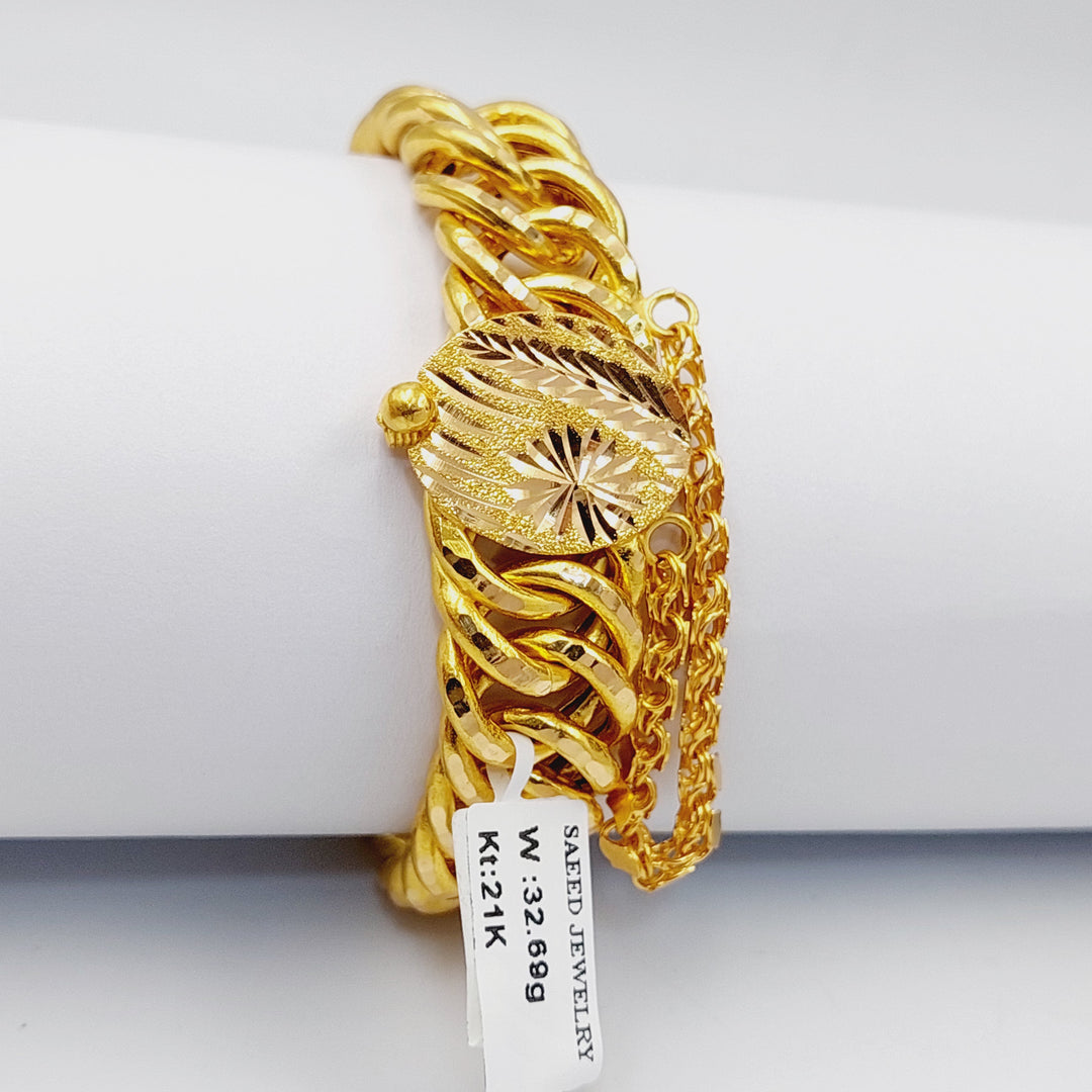 21K Gold Cuban Links Bracelet by Saeed Jewelry - Image 5