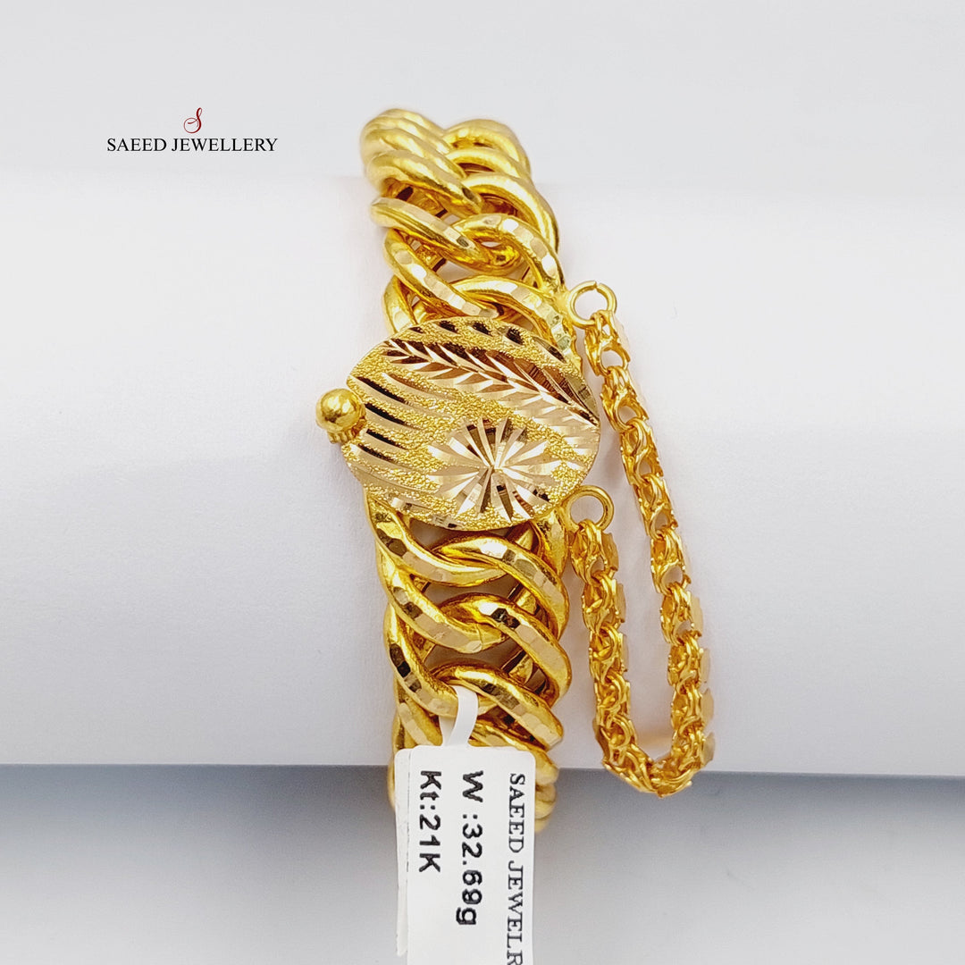 21K Gold Cuban Links Bracelet by Saeed Jewelry - Image 1