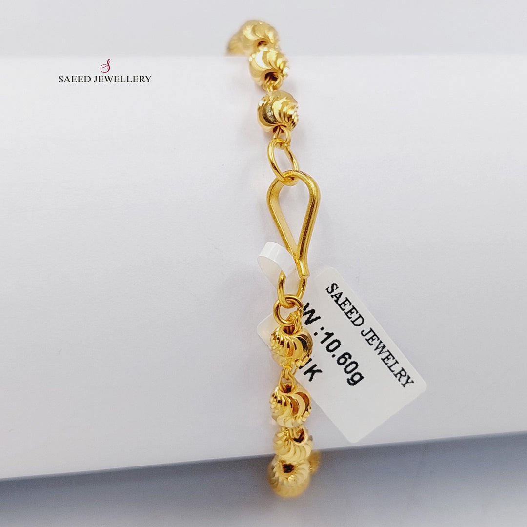 21K Gold Deluxe Balls Bracelet by Saeed Jewelry - Image 4