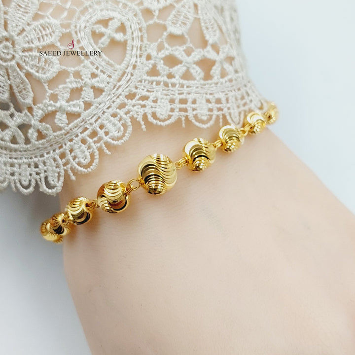 21K Gold Deluxe Balls Bracelet by Saeed Jewelry - Image 5