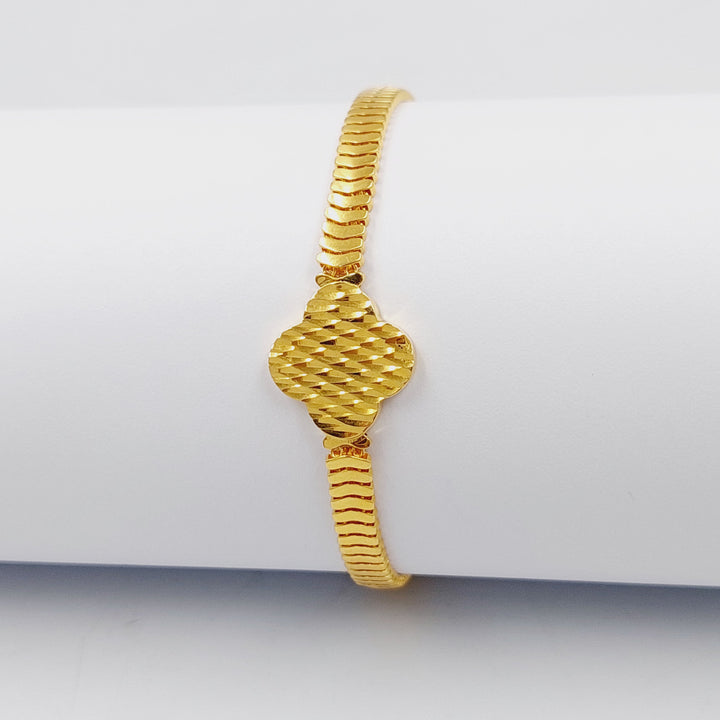 21K Gold Deluxe CLOVER Bracelet by Saeed Jewelry - Image 3