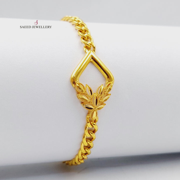 21K Gold Deluxe Leaf Bracelet by Saeed Jewelry - Image 3