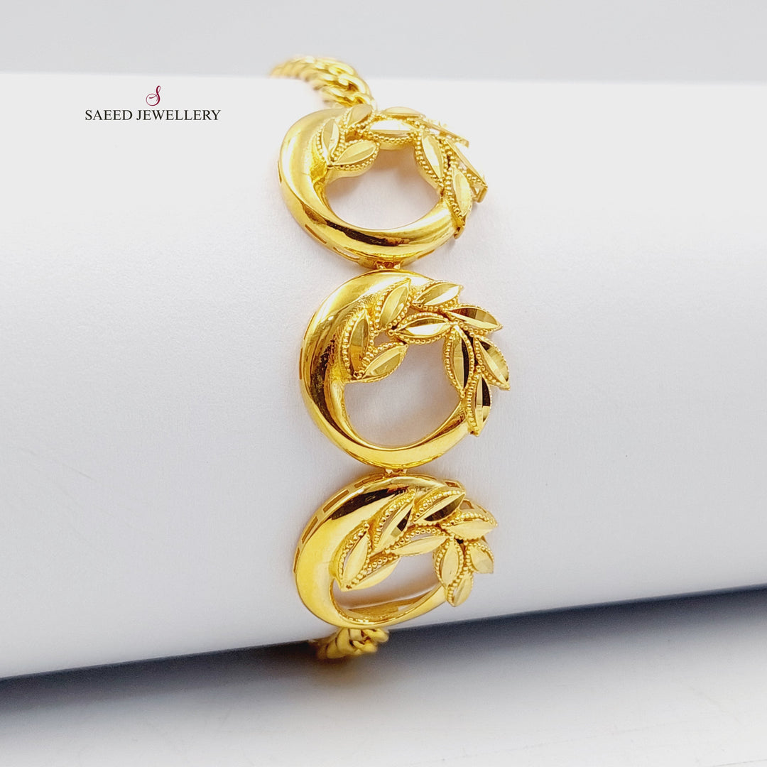 21K Gold Deluxe Leaf Bracelet by Saeed Jewelry - Image 4