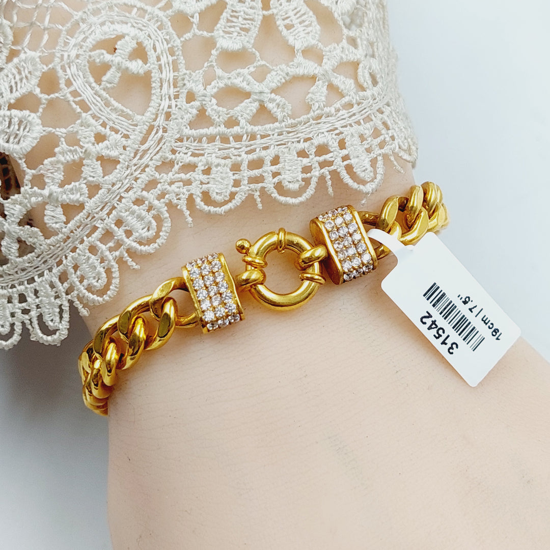 21K Gold Enameled & Zircon Studded Cuban Links Bracelet by Saeed Jewelry - Image 5