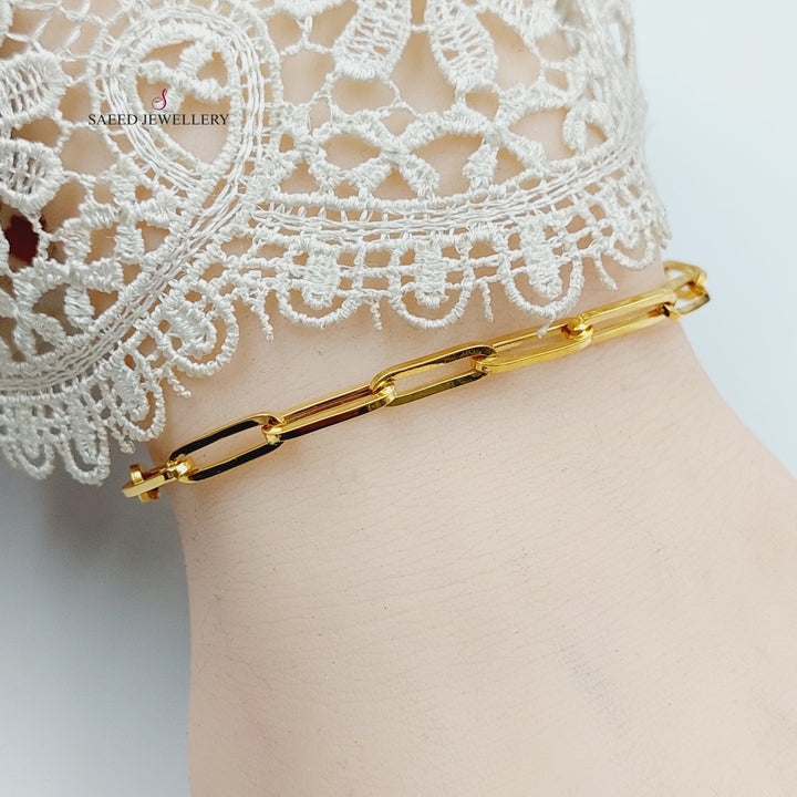 21K Gold Paperclip Bracelet by Saeed Jewelry - Image 5