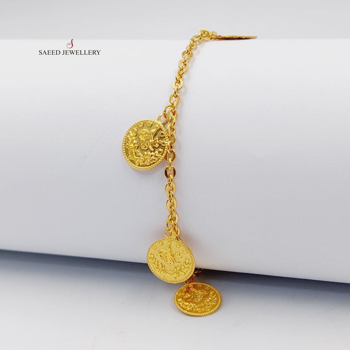 21K Gold Rashadi Liras Dandash Bracelet by Saeed Jewelry - Image 2