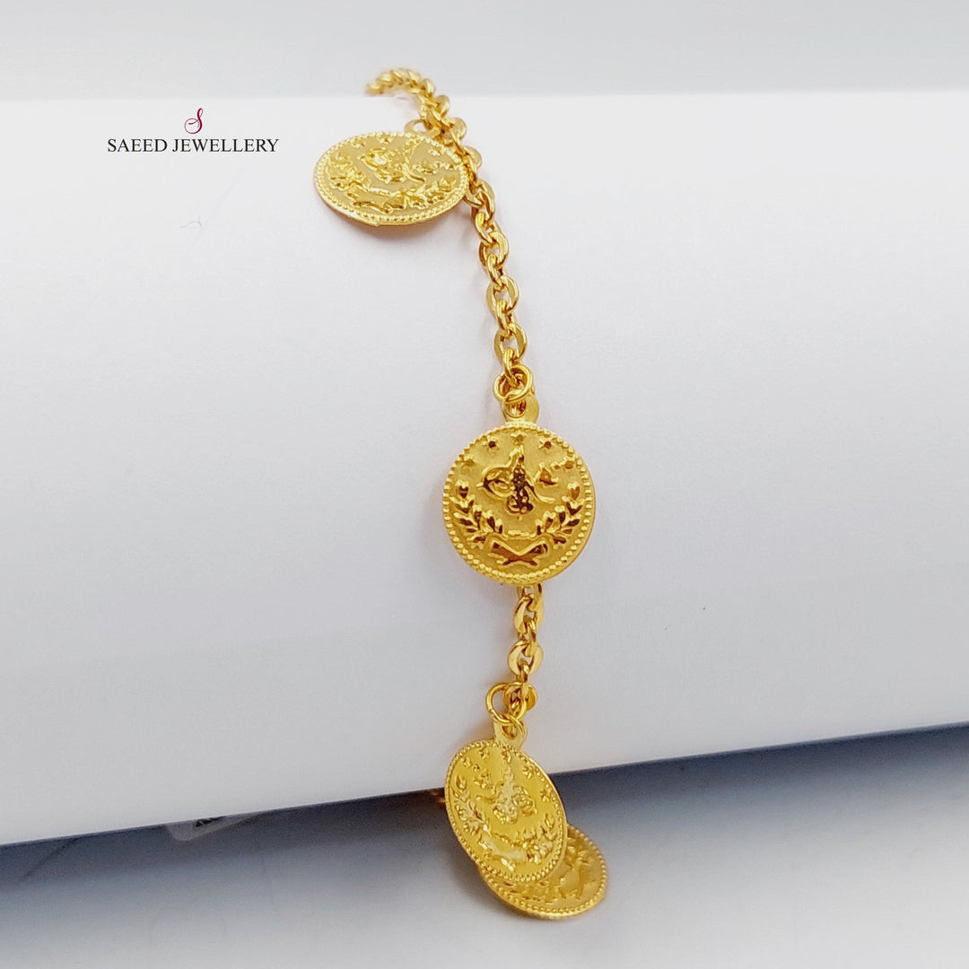 21K Gold Rashadi Liras Dandash Bracelet by Saeed Jewelry - Image 4