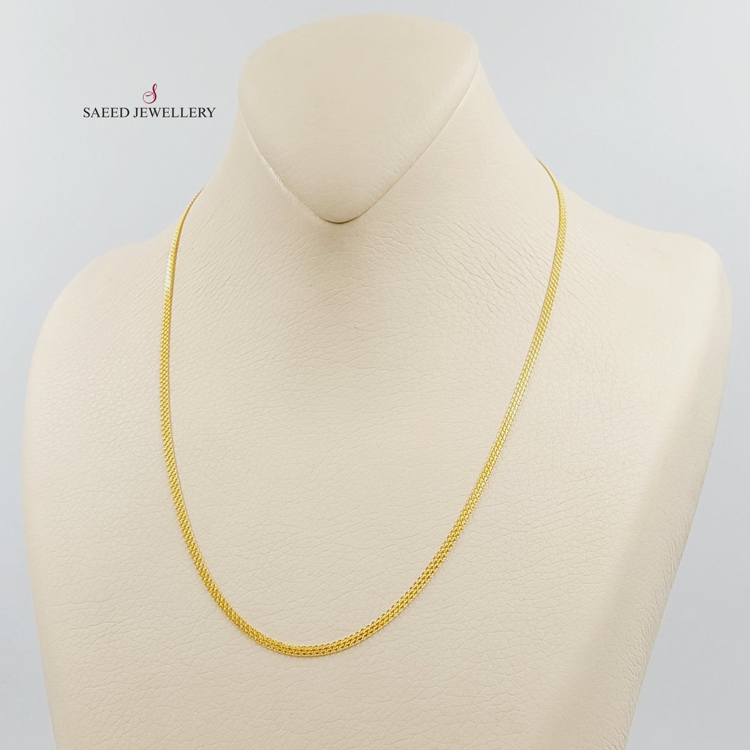 21K Gold 2mm Flat Chain by Saeed Jewelry - Image 7