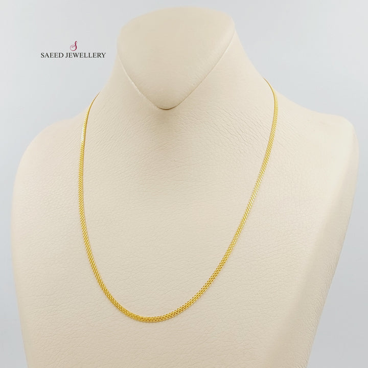 21K Gold 2mm Flat Chain by Saeed Jewelry - Image 7