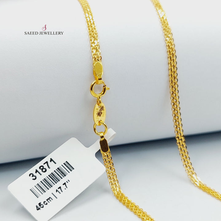 21K Gold 2mm Flat Chain by Saeed Jewelry - Image 1