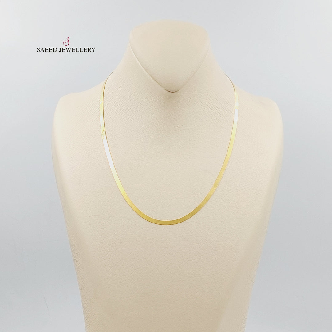 21K Gold 3mm Flat Chain by Saeed Jewelry - Image 4