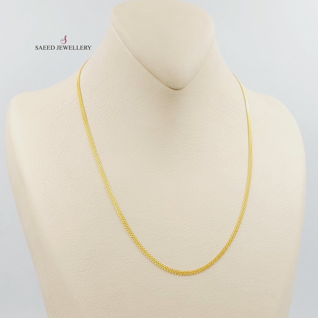 21K Gold 2mm Flat Chain by Saeed Jewelry - Image 8