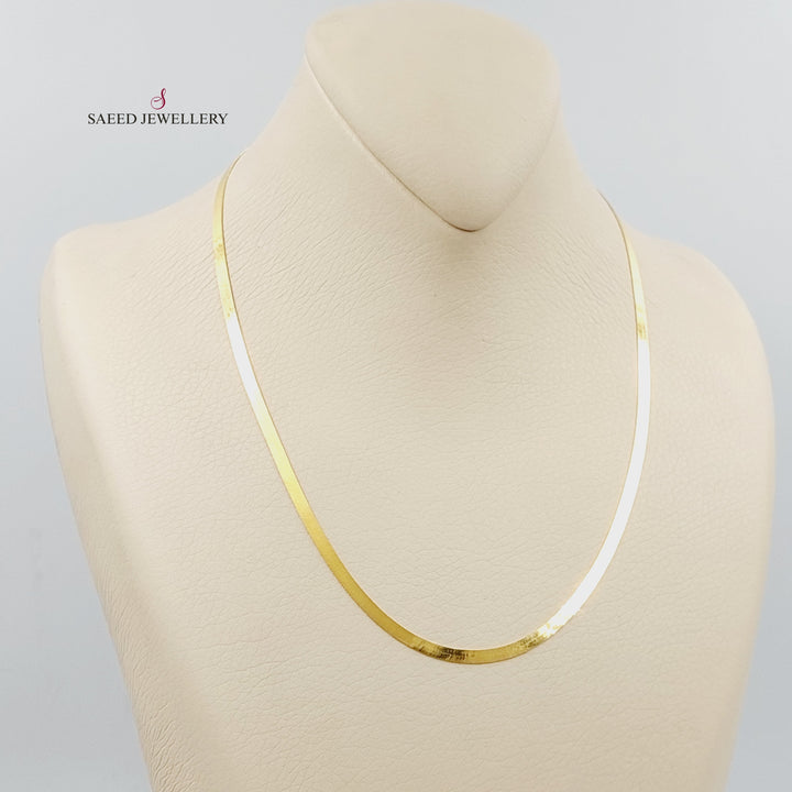 21K Gold 3mm Flat Chain by Saeed Jewelry - Image 3