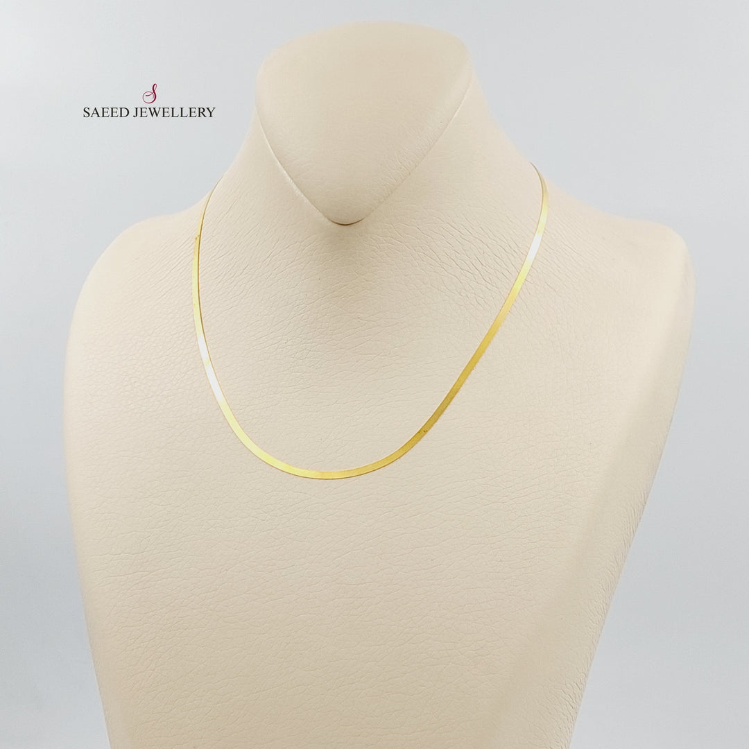 21K Gold 2.5mm Flat Chain by Saeed Jewelry - Image 3