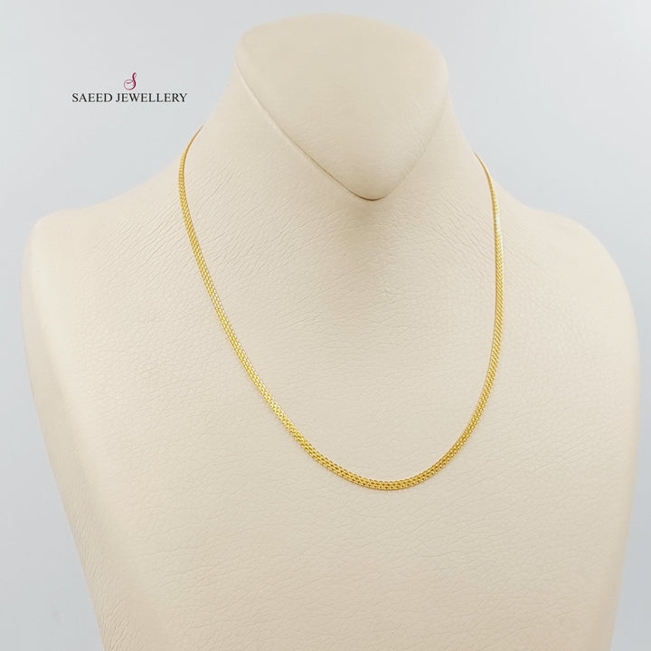 21K Gold 2mm Flat Chain by Saeed Jewelry - Image 4