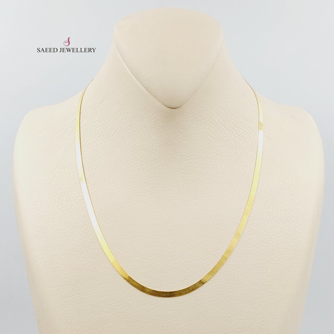 21K Gold 3mm Flat Chain by Saeed Jewelry - Image 1