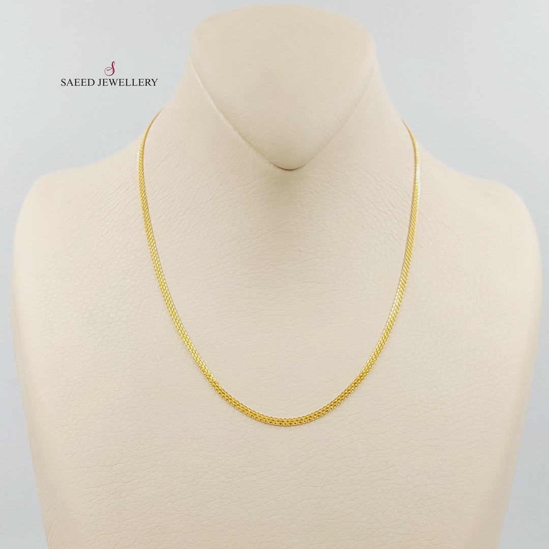 21K Gold 2mm Flat Chain by Saeed Jewelry - Image 3