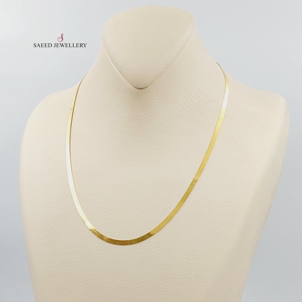 21K Gold 3mm Flat Chain by Saeed Jewelry - Image 2