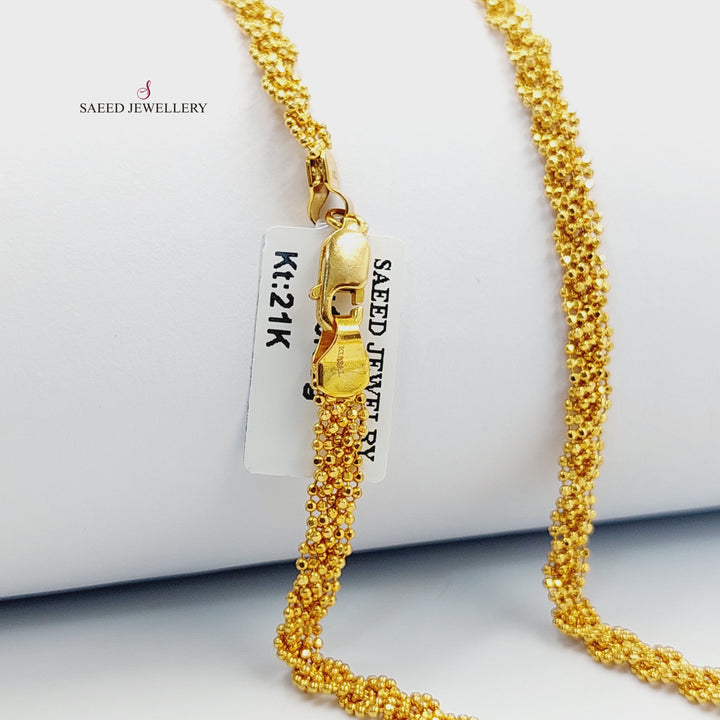 21K Gold Fancy Flat Necklace by Saeed Jewelry - Image 3