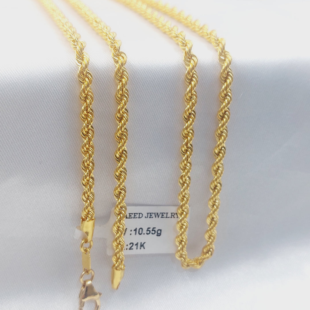 3.5mm Rope Chain Made of 21K Gold by مجوهرات الشيخ سعيد 