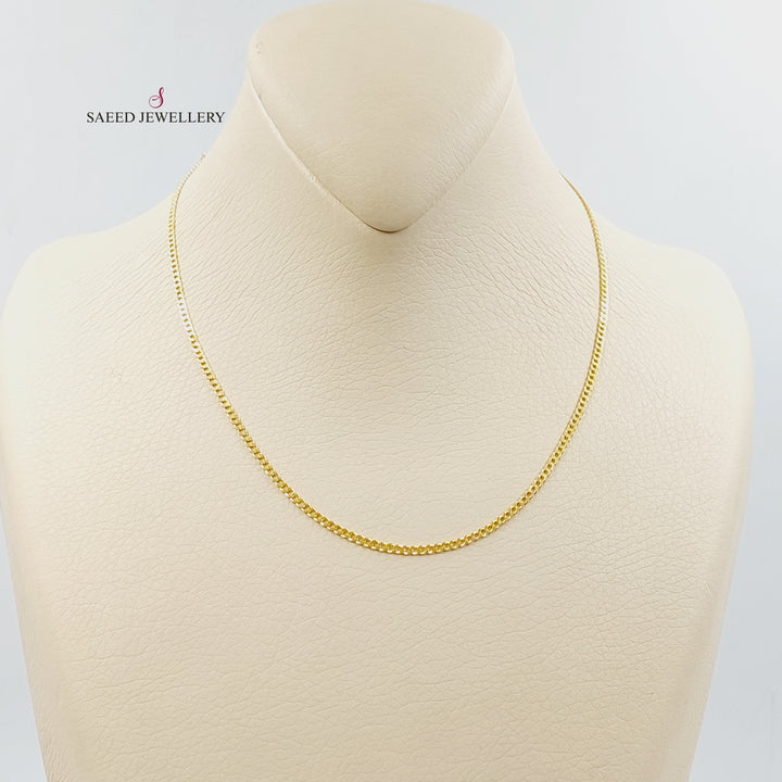 21K Gold 2mm Curb Chain 40cm | 15.7" by Saeed Jewelry - Image 5