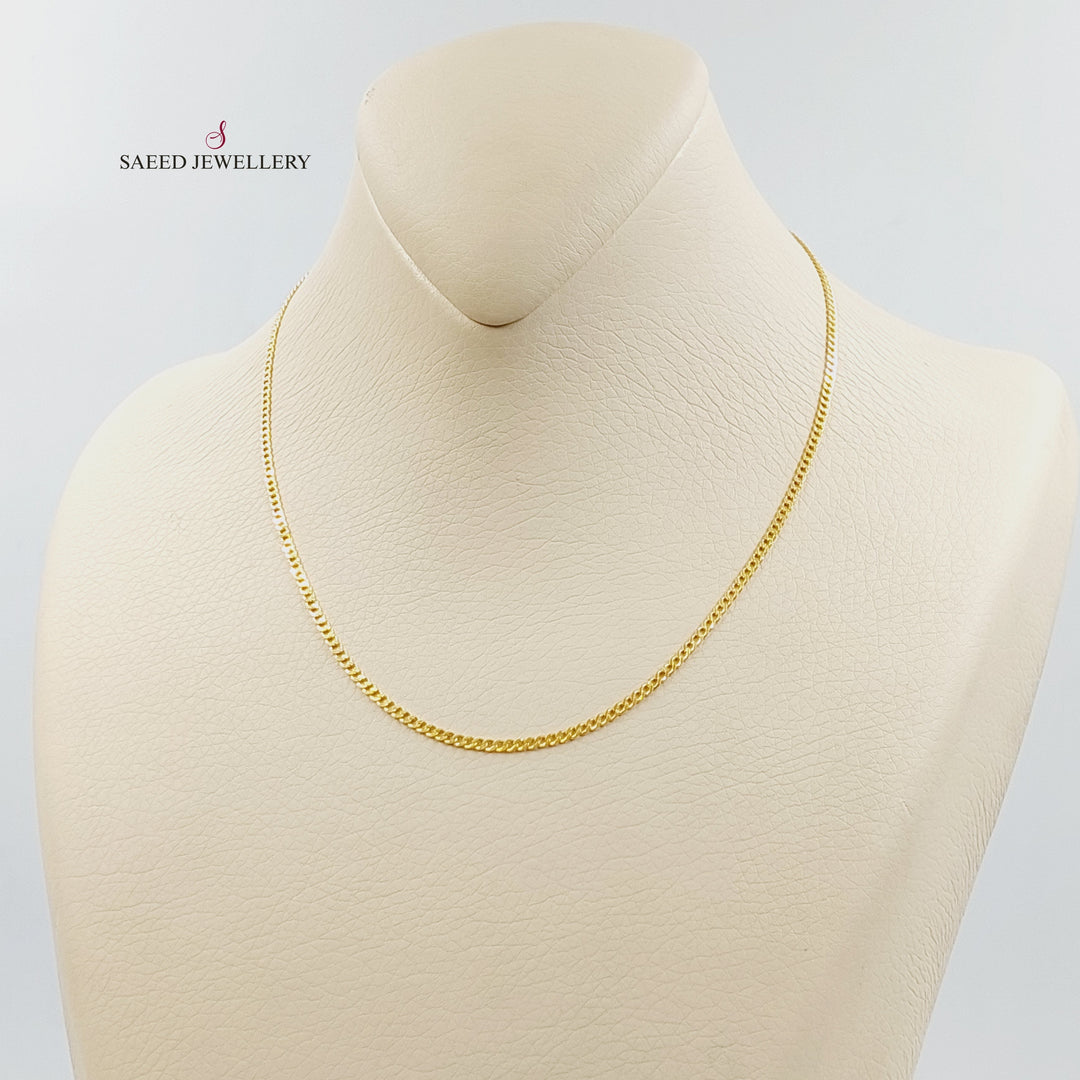 21K Gold 2mm Curb Chain 40cm | 15.7" by Saeed Jewelry - Image 6