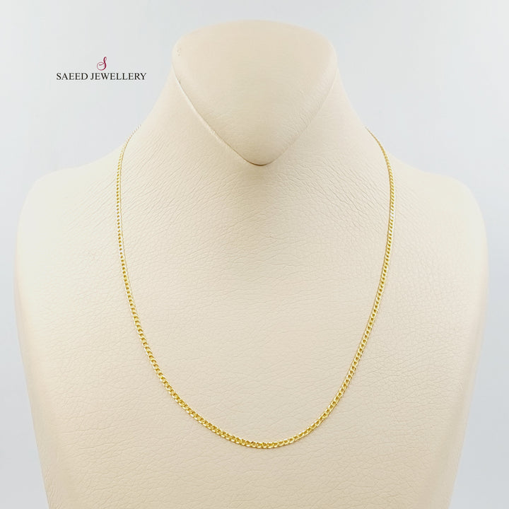 21K Gold 2mm Curb Chain 40cm | 15.7" by Saeed Jewelry - Image 1