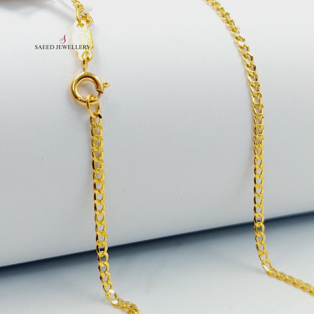 21K Gold 2mm Curb Chain 40cm | 15.7" by Saeed Jewelry - Image 4