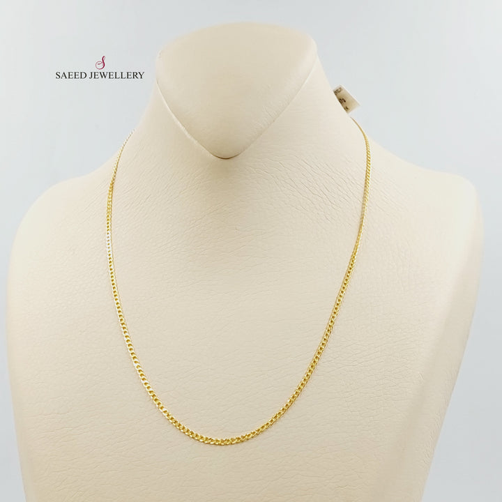 21K Gold 2mm Curb Chain 40cm | 15.7" by Saeed Jewelry - Image 2