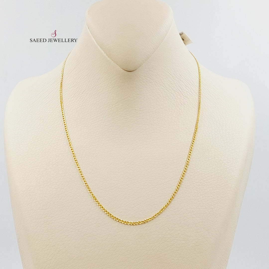 21K Gold 2mm Curb Chain 40cm | 15.7" by Saeed Jewelry - Image 3