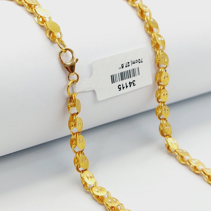 Jarir Halabi Chain 70cm| 27.5" Made of 21K Gold by Saeed Jewelry 