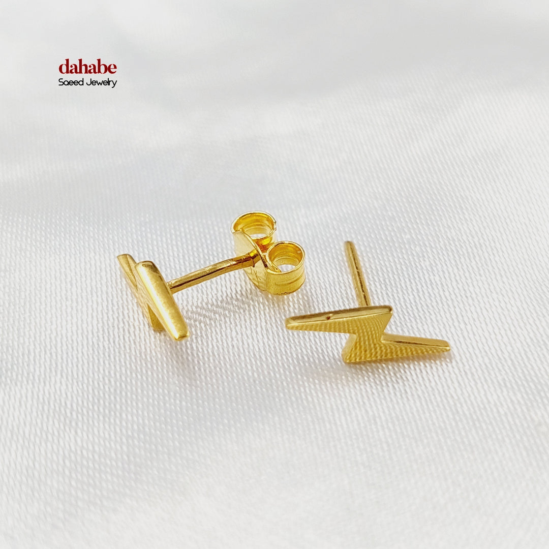 21K Gold Kids Lightning Bolt Stud Earrings