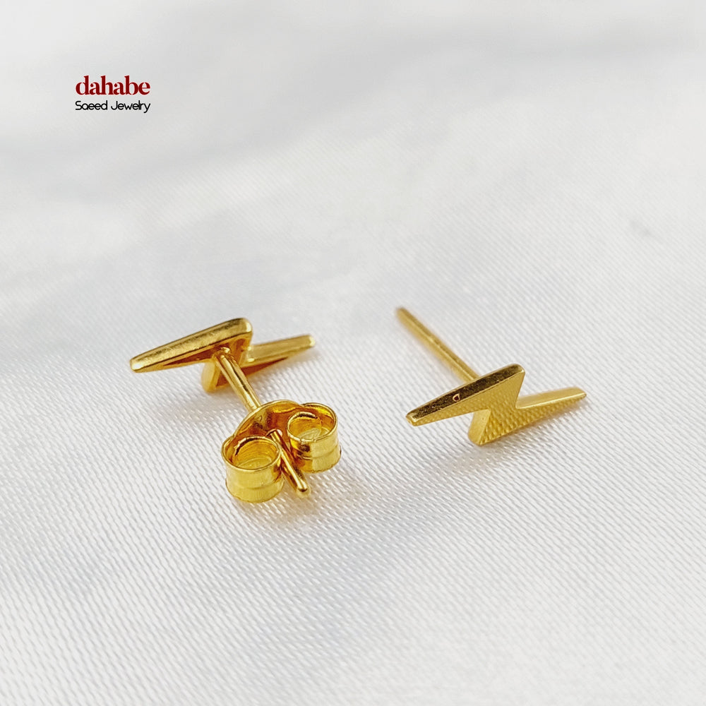 21K Gold Kids Lightning Bolt Stud Earrings