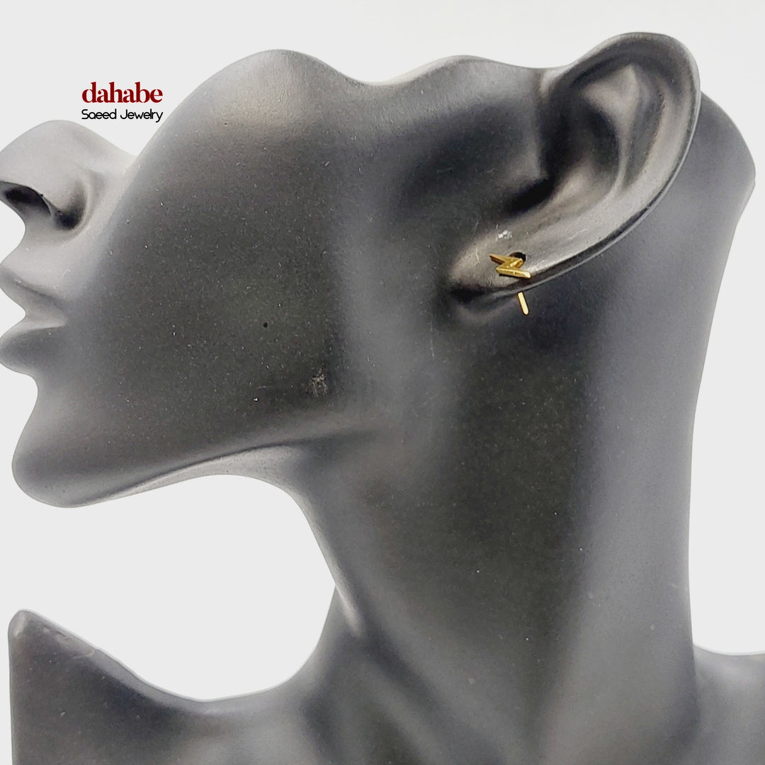21K Gold Kids Lightning Bolt Stud Earrings
