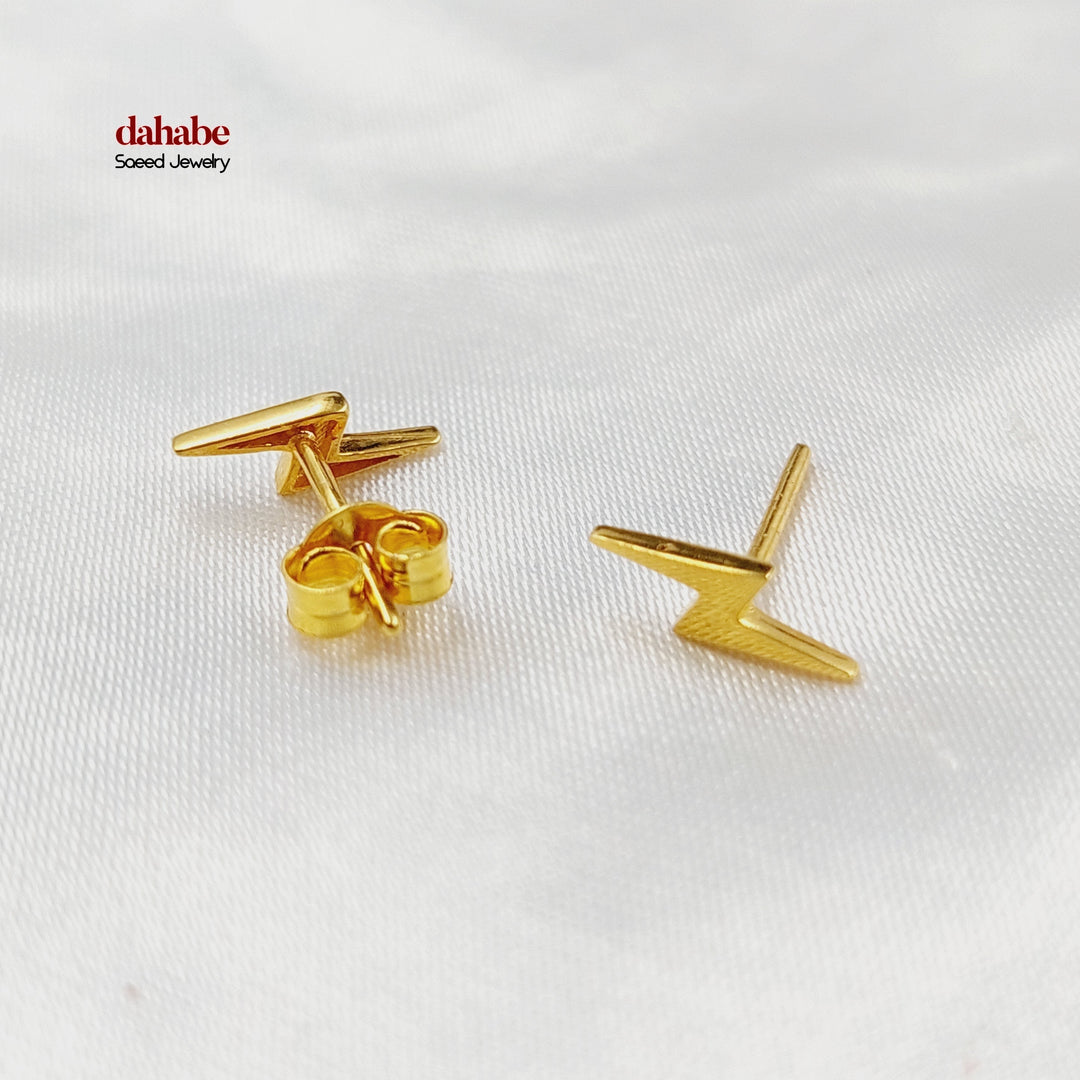 21K Gold Kids Lightning Bolt Stud Earrings
