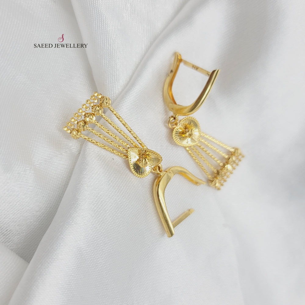 Heart Earrings Made of 21K Gold by مجوهرات الشيخ سعيد 