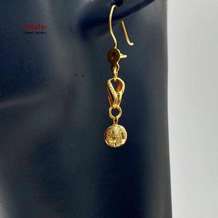Balls Shankle Earrings Made of 21K Gold by Saeed Jewelry 