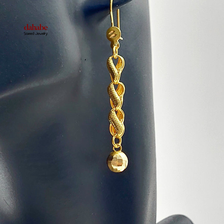 Balls Shankle Earrings Made of 21K Gold by Saeed Jewelry 