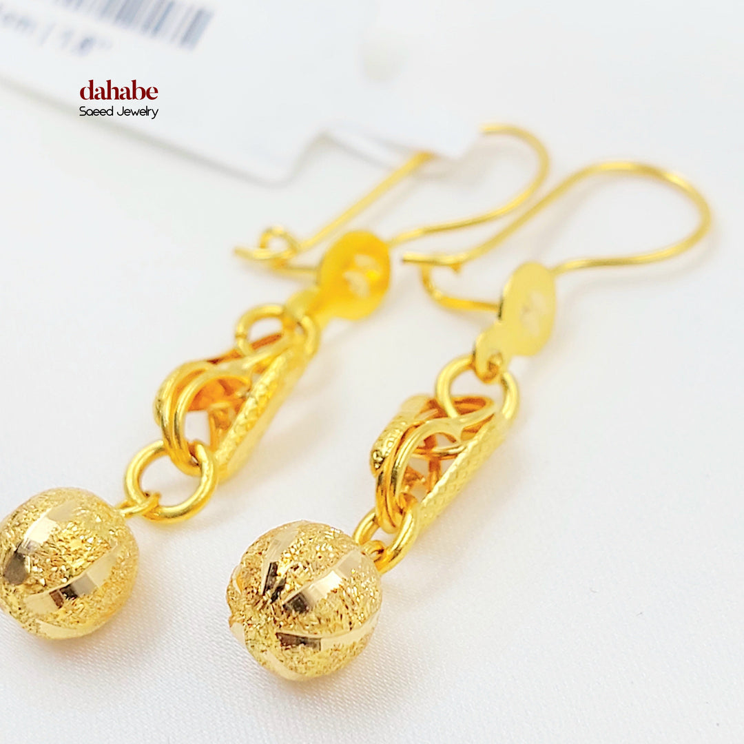 Balls Shankle Earrings Made of 21K Gold by Saeed Jewelry 