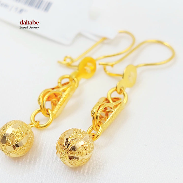 Balls Shankle Earrings Made of 21K Gold by Saeed Jewelry 