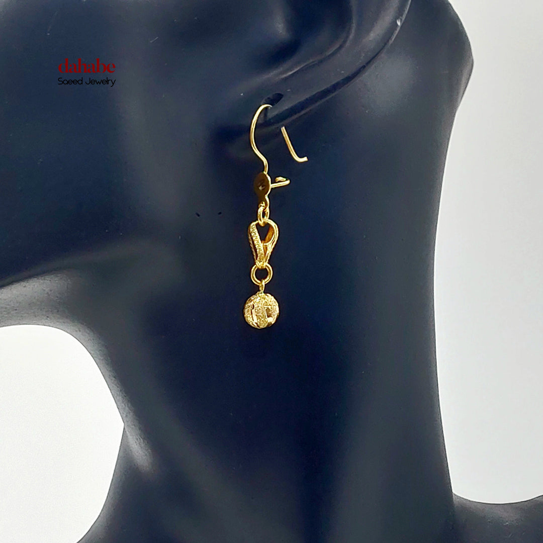 Balls Shankle Earrings Made of 21K Gold by Saeed Jewelry 