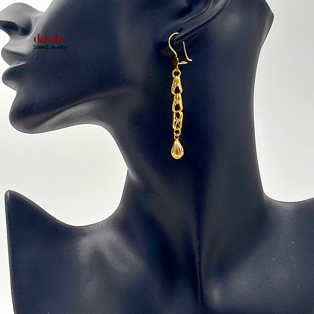 Balls Shankle Earrings Made of 21K Gold by Saeed Jewelry 