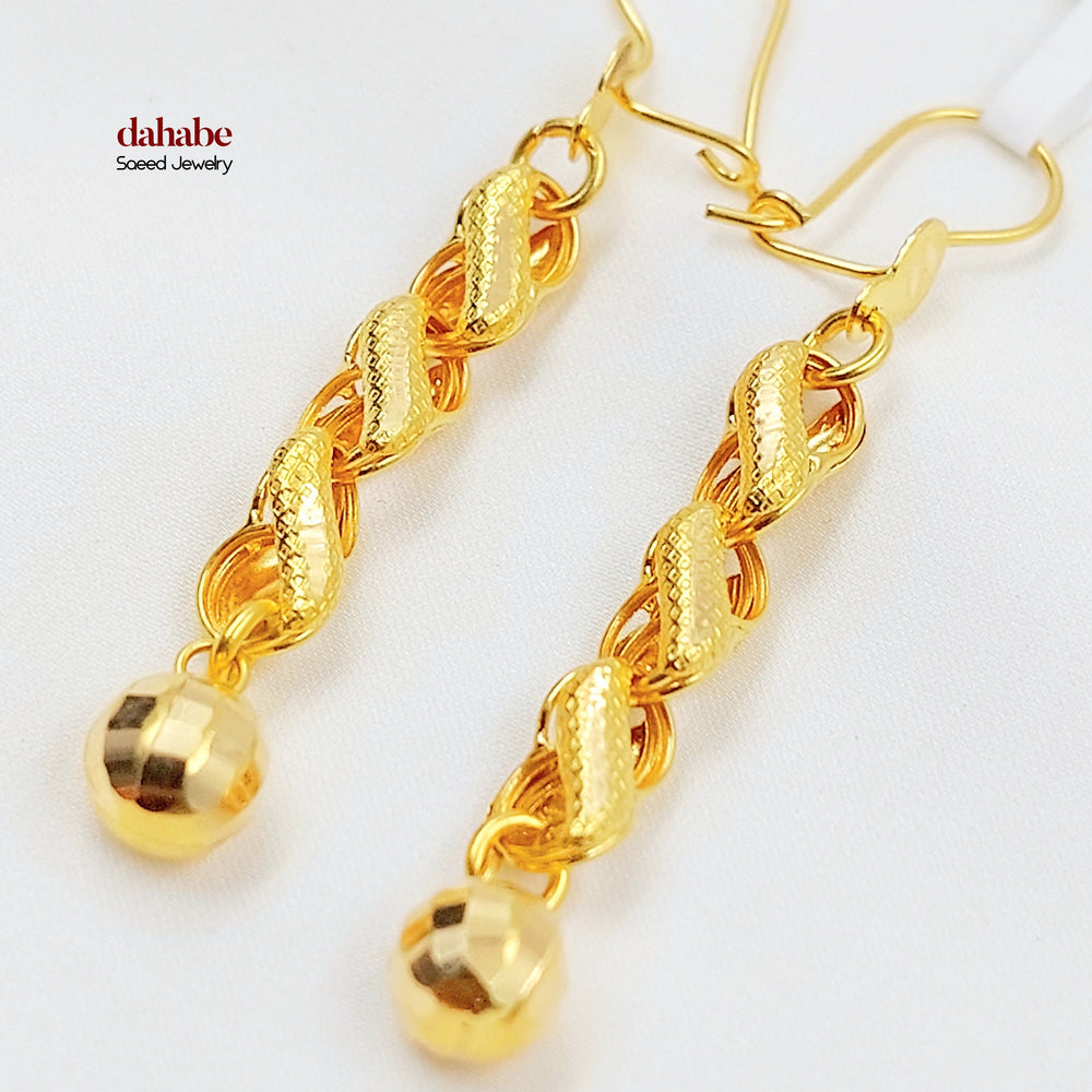 Balls Shankle Earrings Made of 21K Gold by Saeed Jewelry 