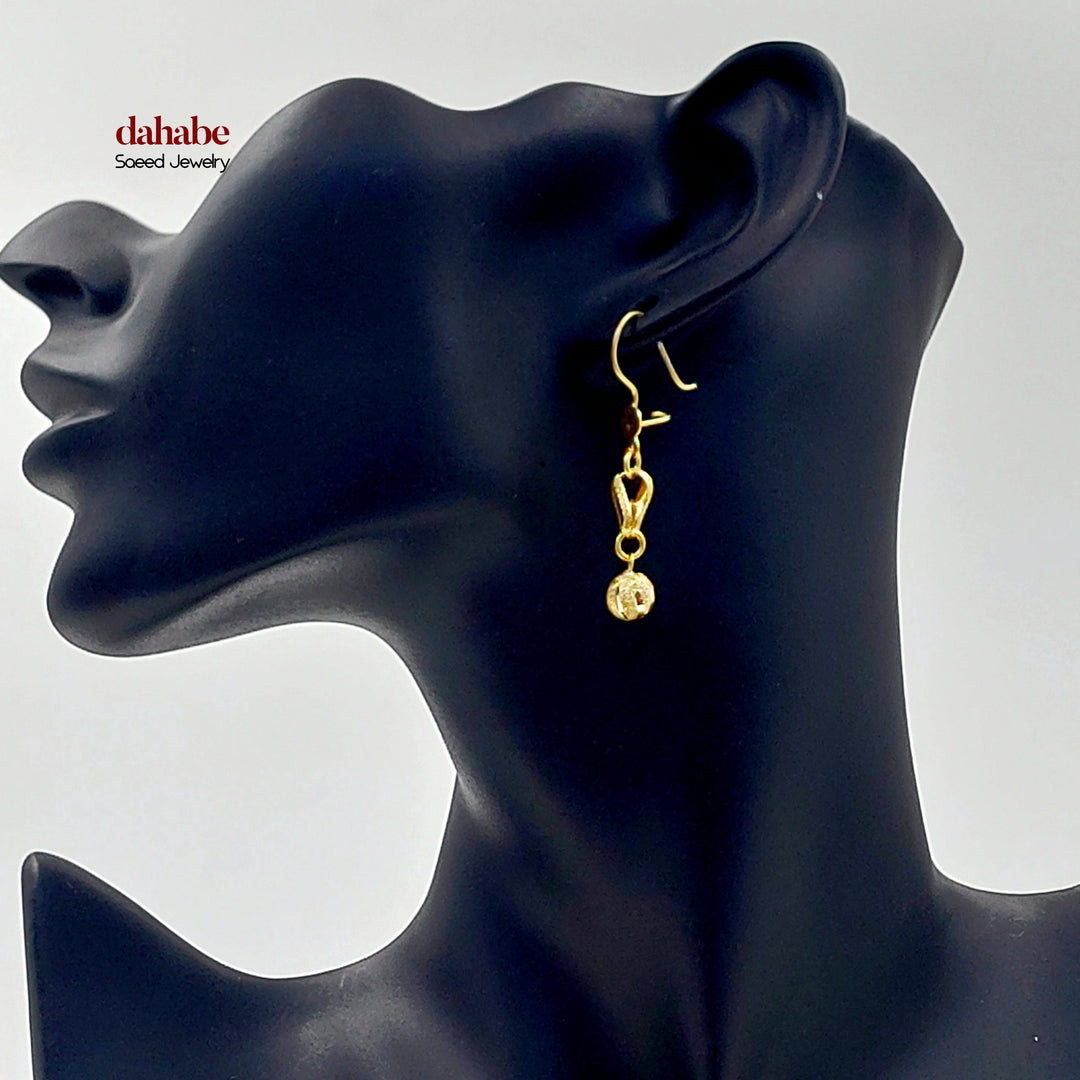 Balls Shankle Earrings Made of 21K Gold by Saeed Jewelry 