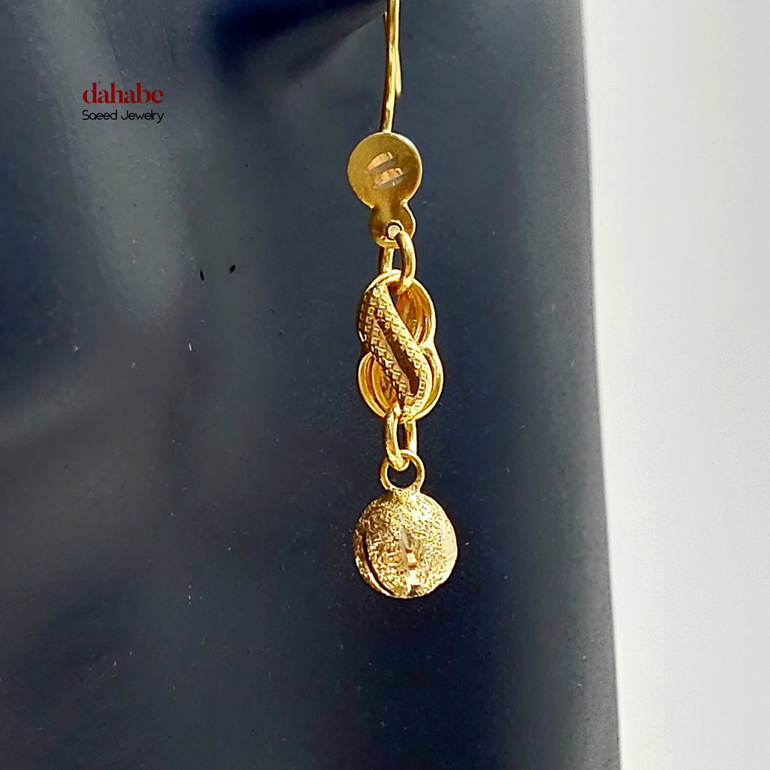 Balls Shankle Earrings Made of 21K Gold by Saeed Jewelry 