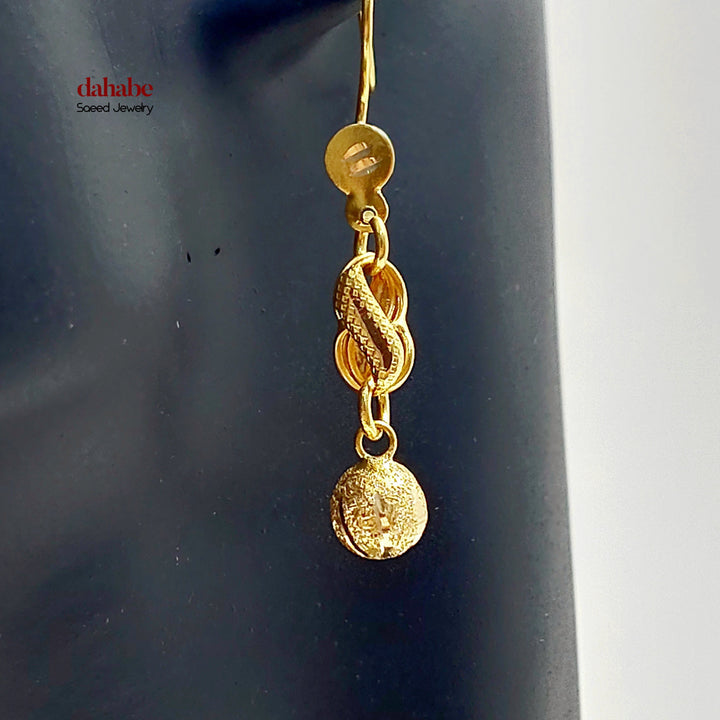 Balls Shankle Earrings Made of 21K Gold by Saeed Jewelry 