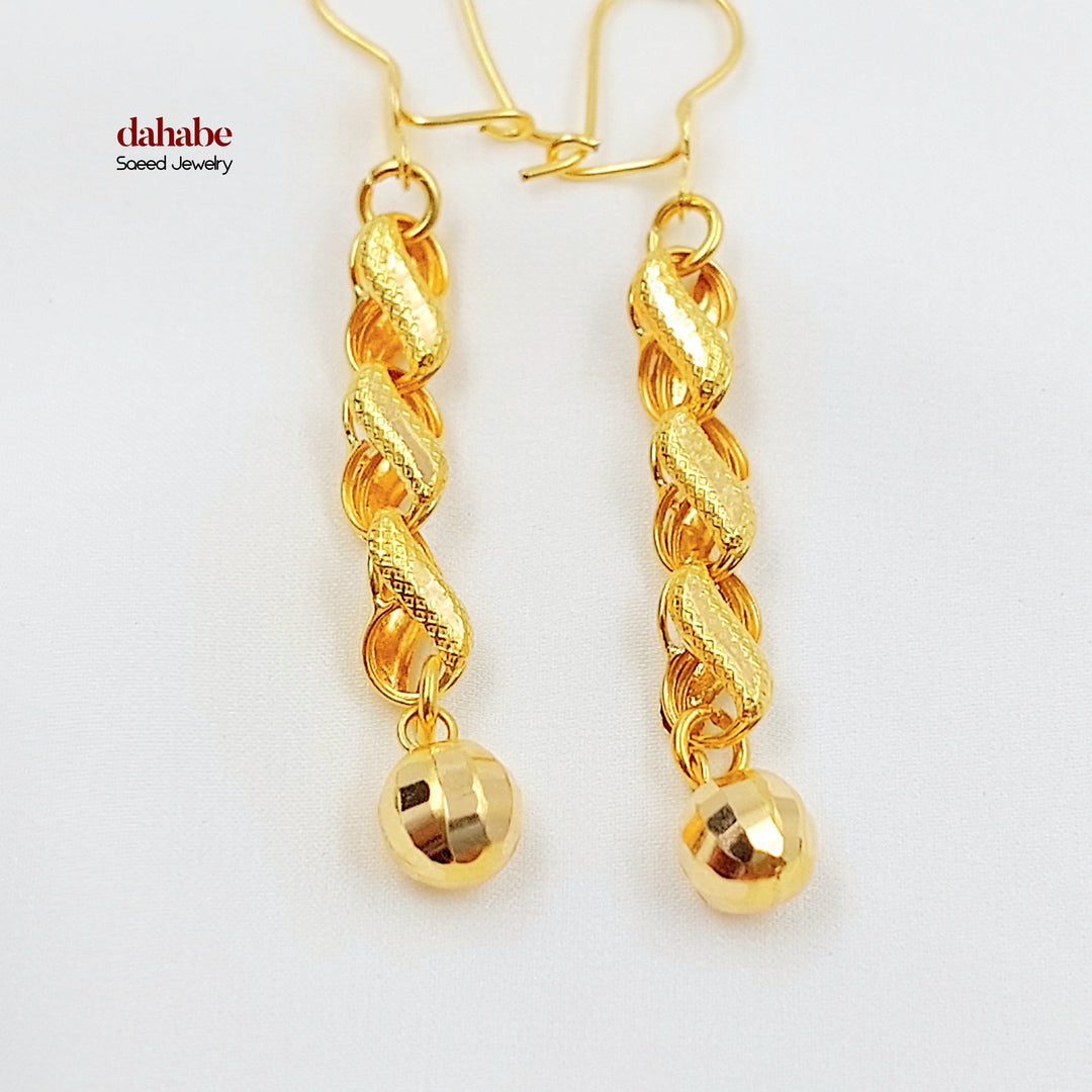 Balls Shankle Earrings Made of 21K Gold by Saeed Jewelry 