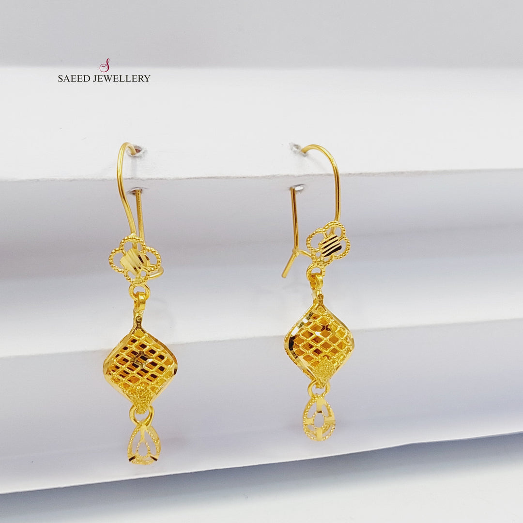 21K Gold Bahraini Earrings by Saeed Jewelry - Image 3