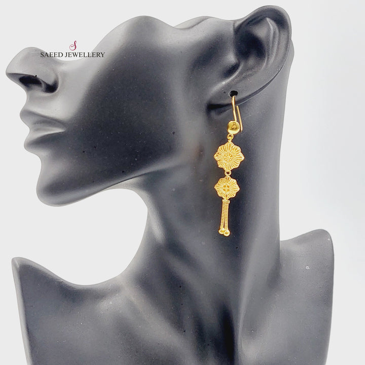 21K Gold Bahraini Earrings by Saeed Jewelry - Image 3